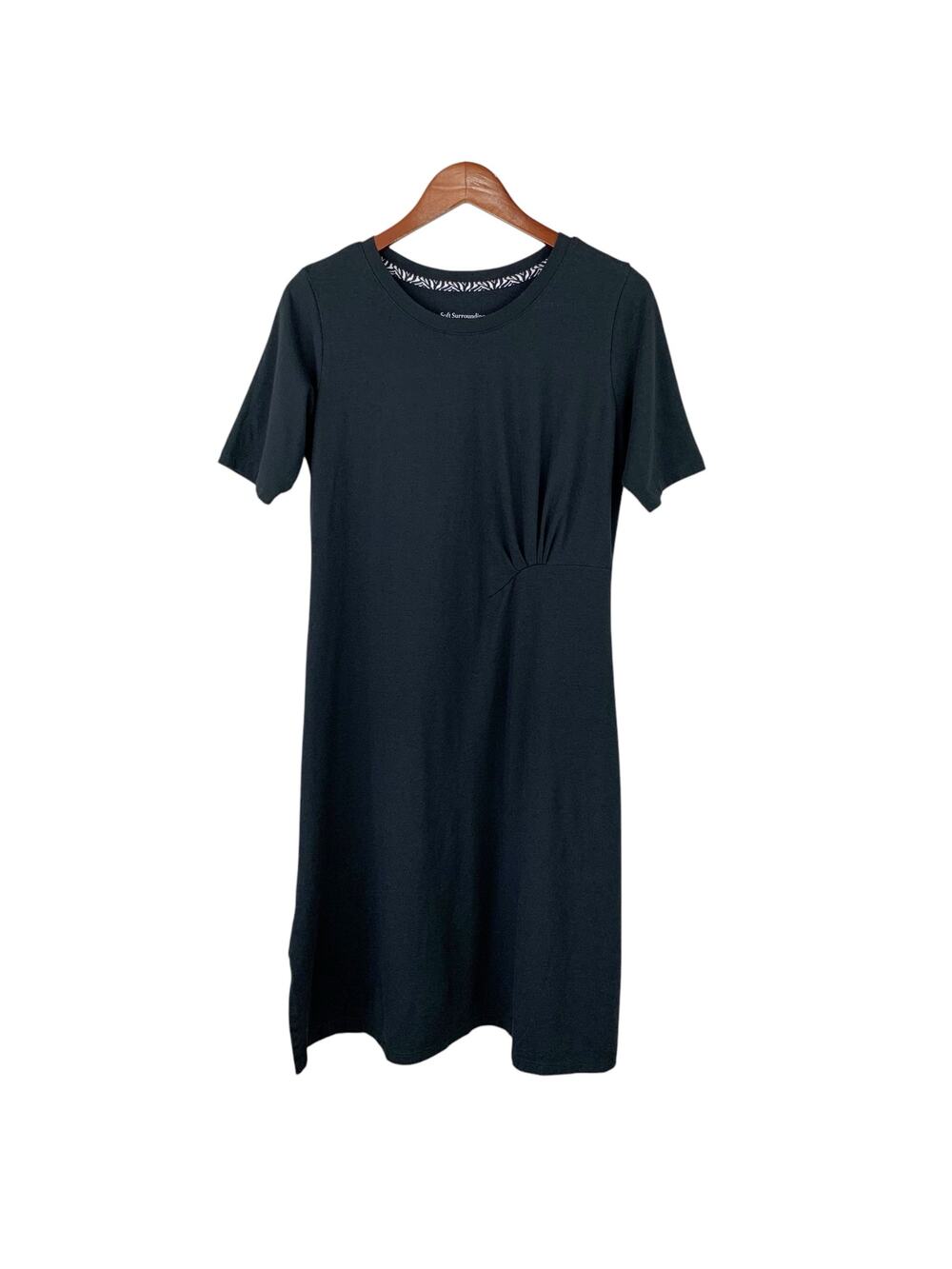 Soft Surroundings T-shirt Dress Black Short Sleeve Midi Casual Women's M